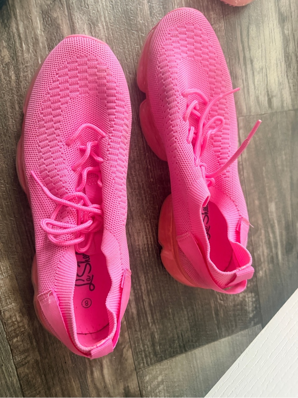 Women’s Hot Pink Knit Lace-Up Sneakers